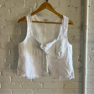 Reformation Rosalie White Linen Top